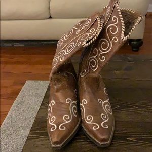 Brown and white Ariat Boots